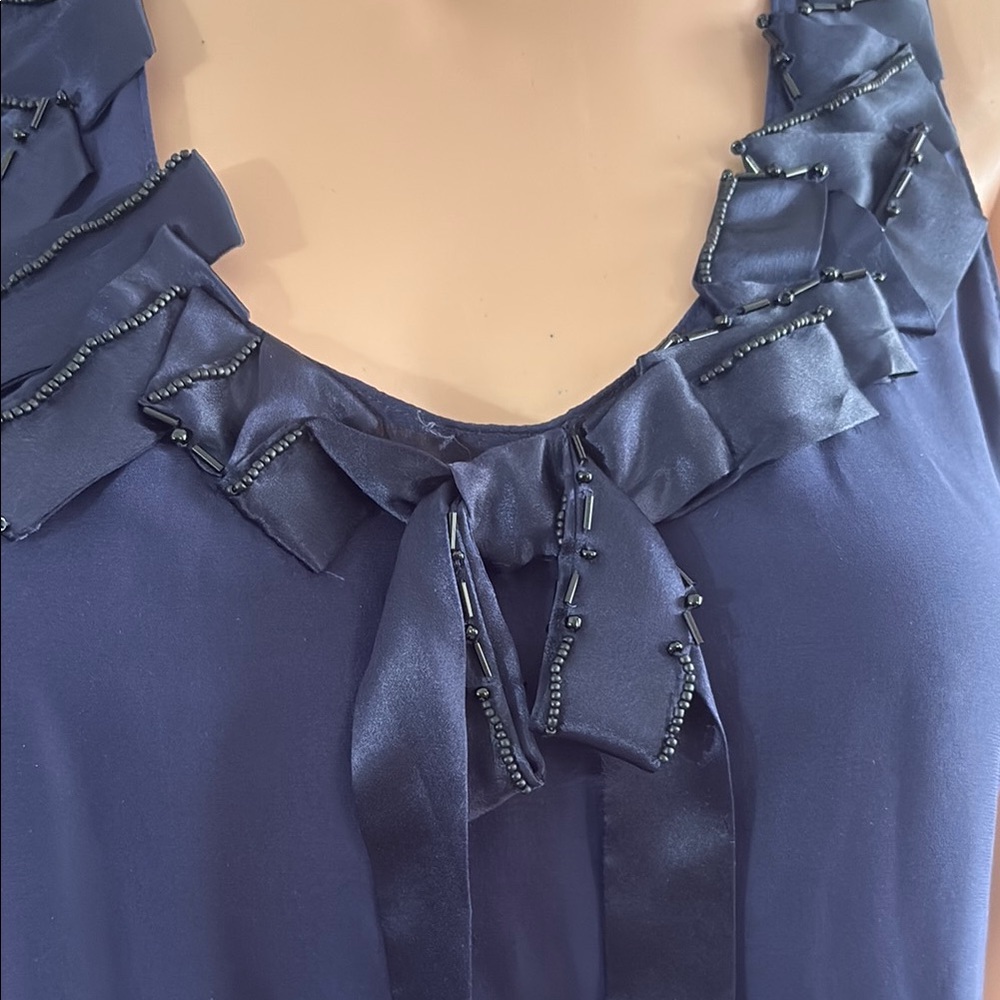 Banana Republic Blue Ruffled Tie Front Tank Top - Picture 2 of 8